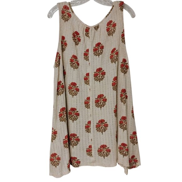 Lucky Brand Top Tunic Sleeveless Linen Floral Keyhole Boho Handkerchief Hem 1X - Picture 9 of 14